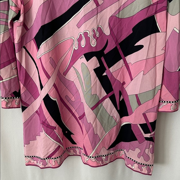 Averardo Bessi Pink/Gray Abstract Pattern Long Sleeve Tunic Shirt Top **Sz 16** - Picture 6 of 12
